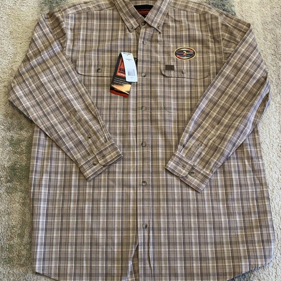 Wrangler Riggs Workwear Shirt Men's XL Tan Plaid Long Sleeve - Picture 13 of 14